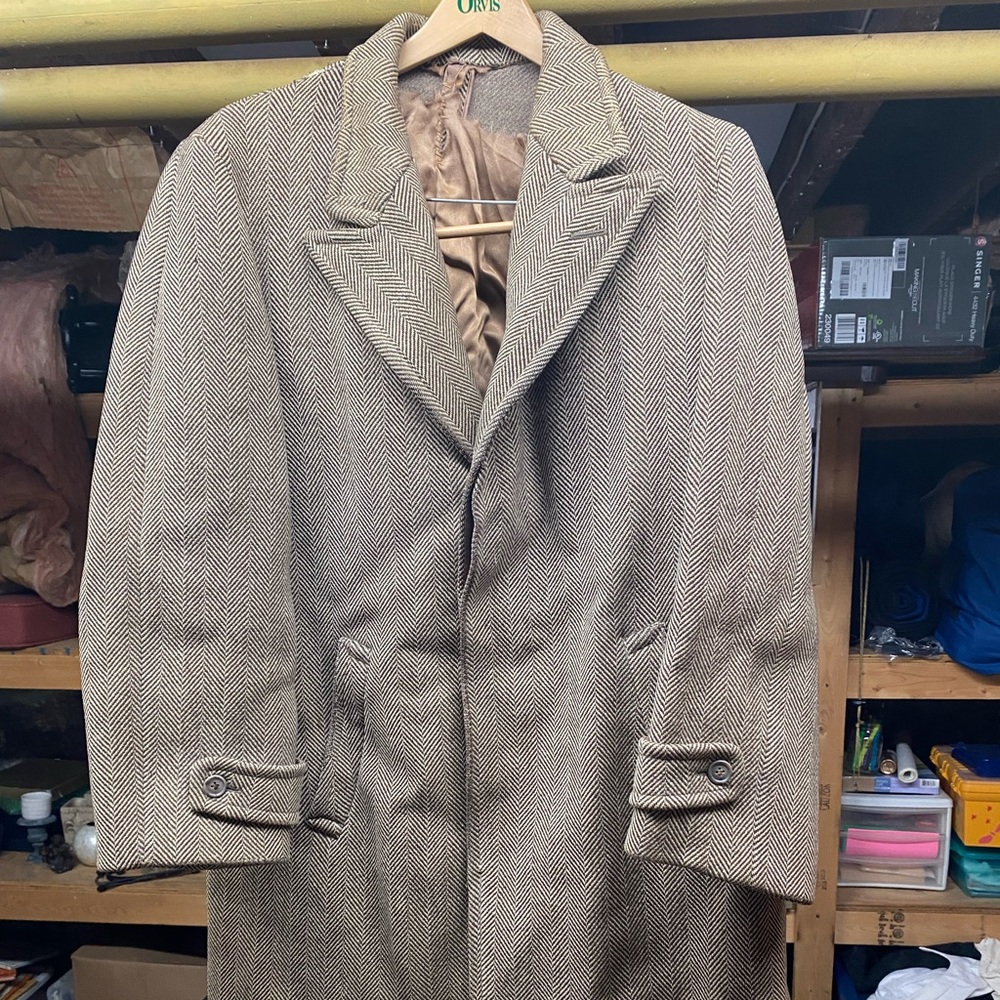 Vintage Hart Schaffner Marx Wool Herringbone Overcoat